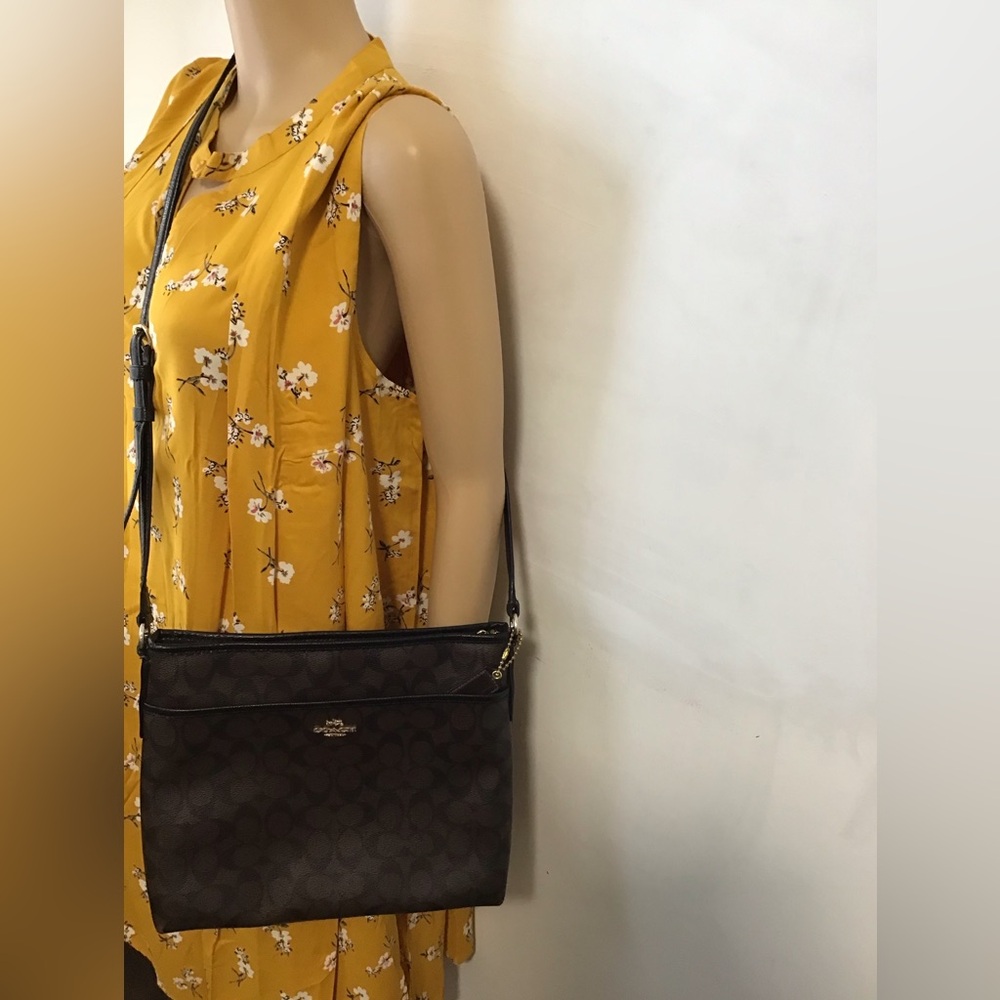 Coach Rowan File Bag Signature Shoulderbag Crossbody Black/Brown - Picture 6 of 16